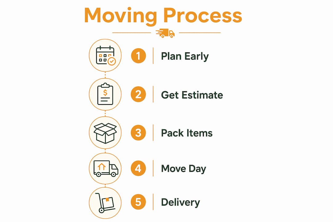 Infographic showing step-by-step moving process