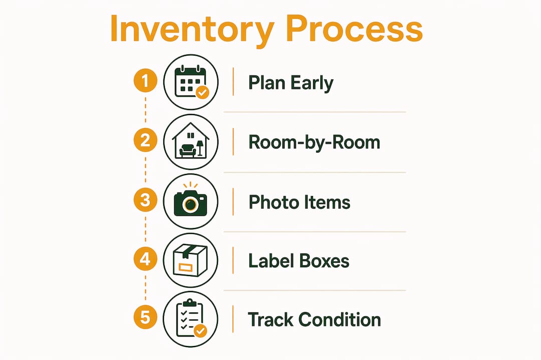 Infographic showing moving inventory process steps