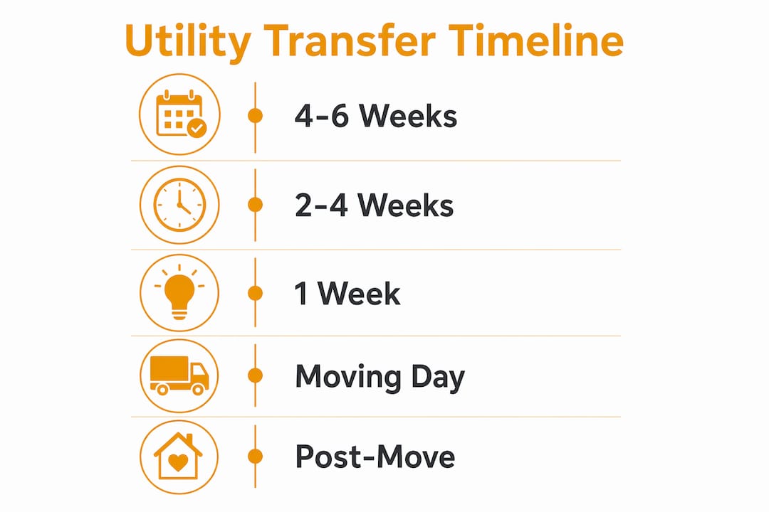 Infographic outlining timeline for transferring utilities