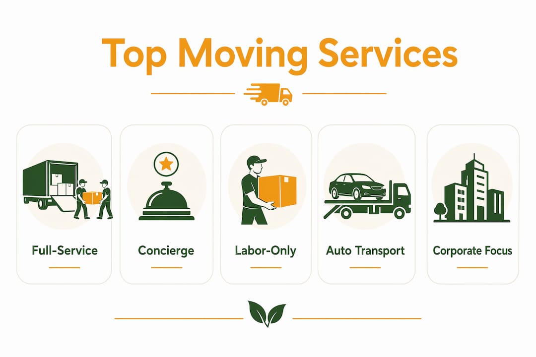 Infographic showing ranked moving service types