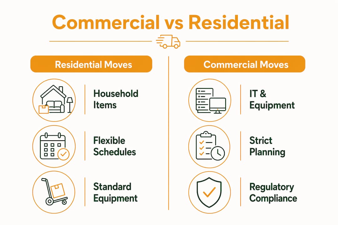 Infographic comparing commercial and residential moves