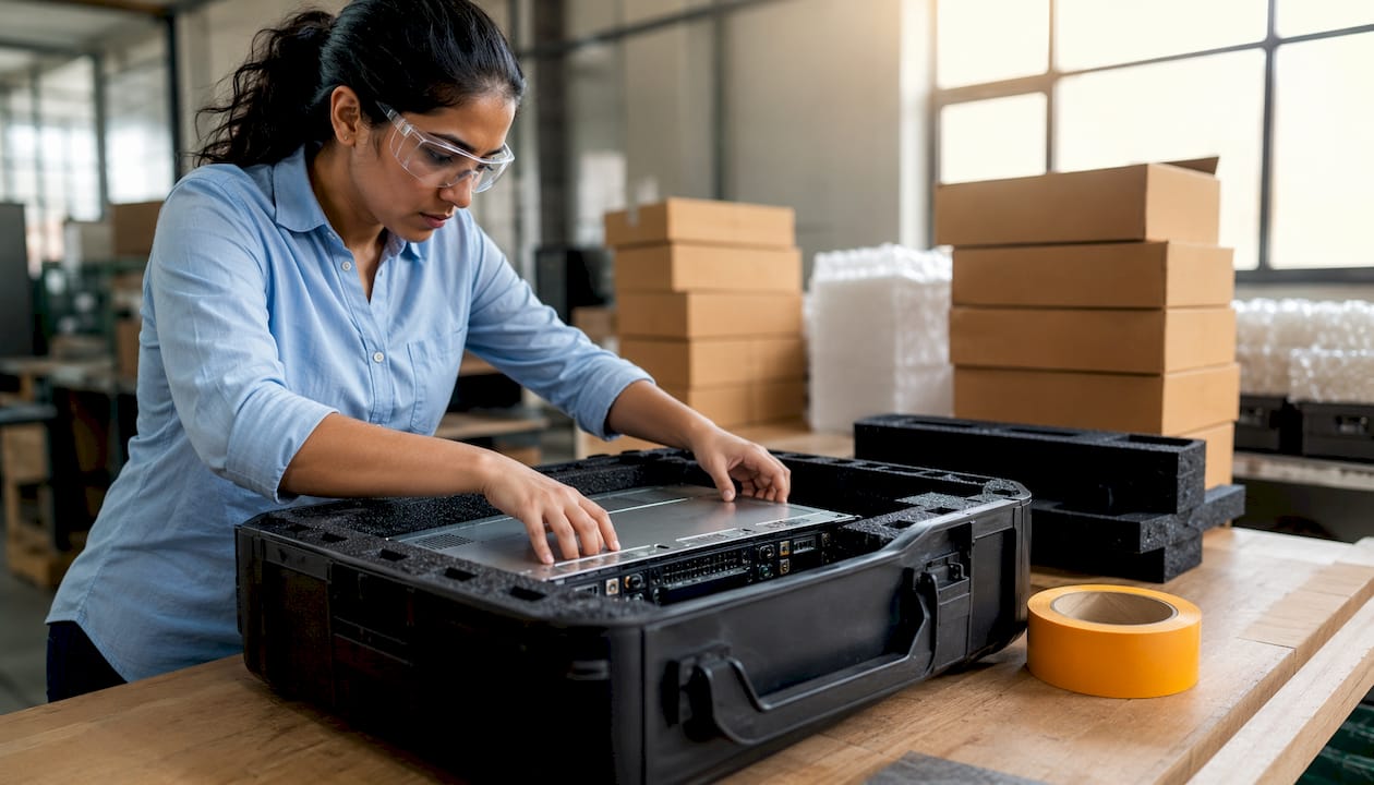 Technician packing server with anti-static wrap