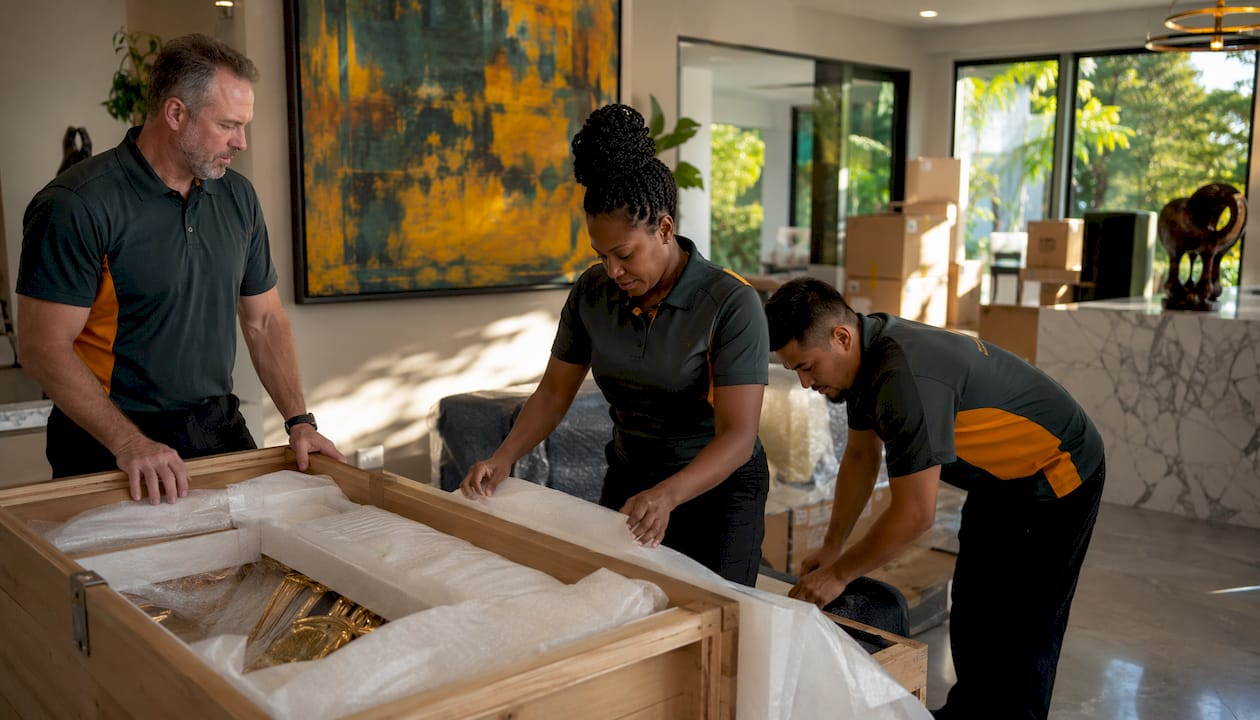 Moving crew packing in luxury home