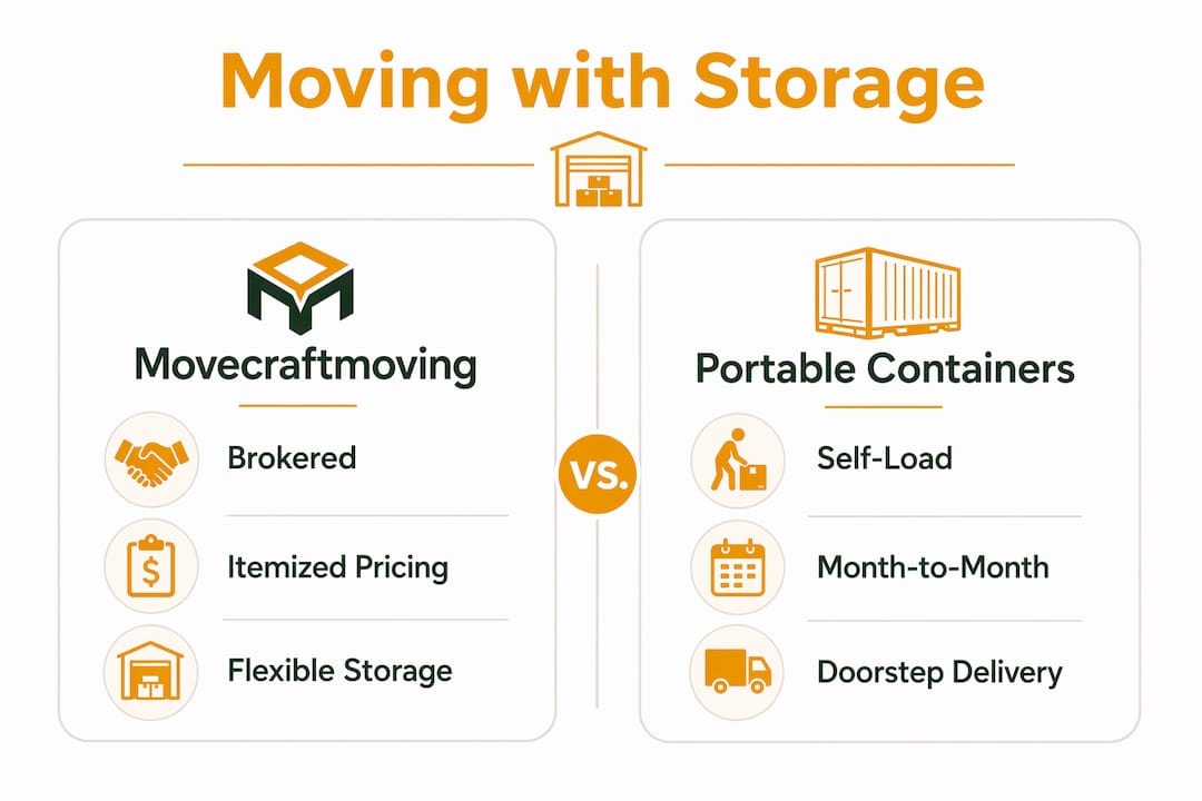Infographic comparing moving and storage service categories