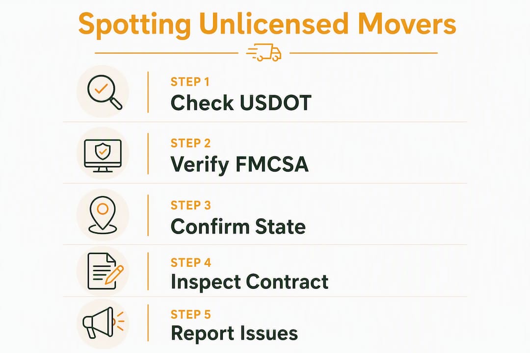 Infographic showing five steps to spot unlicensed movers