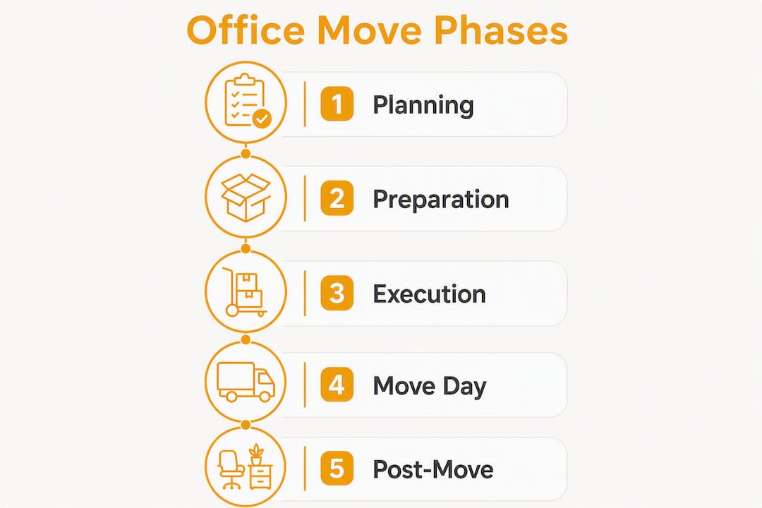Infographic showing office move phases