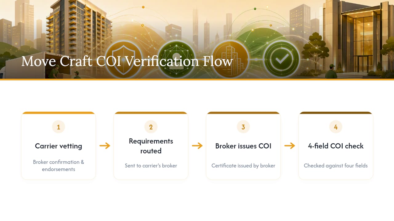 How Move Craft handles COI verification for you — overview diagram