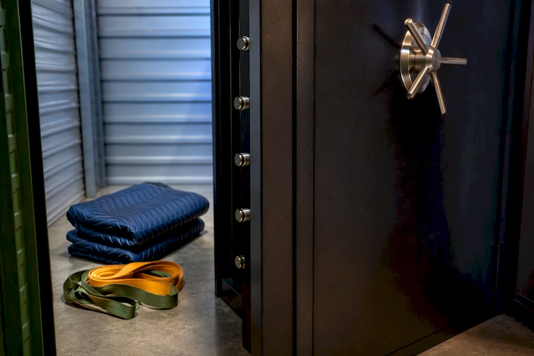 Heavy safe stored in climate-controlled unit
