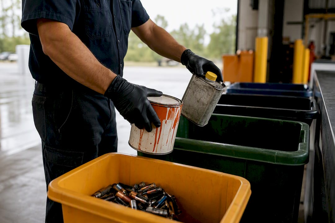 Household chemicals and batteries at waste dropoff