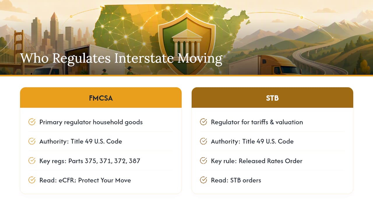 Who Regulates Interstate Moving and Where the Rules Come From — overview diagram