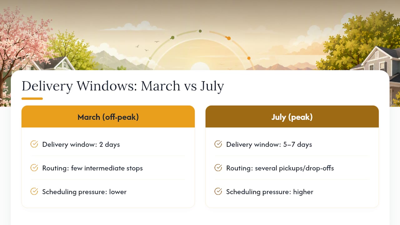 March and July moving delivery window comparison