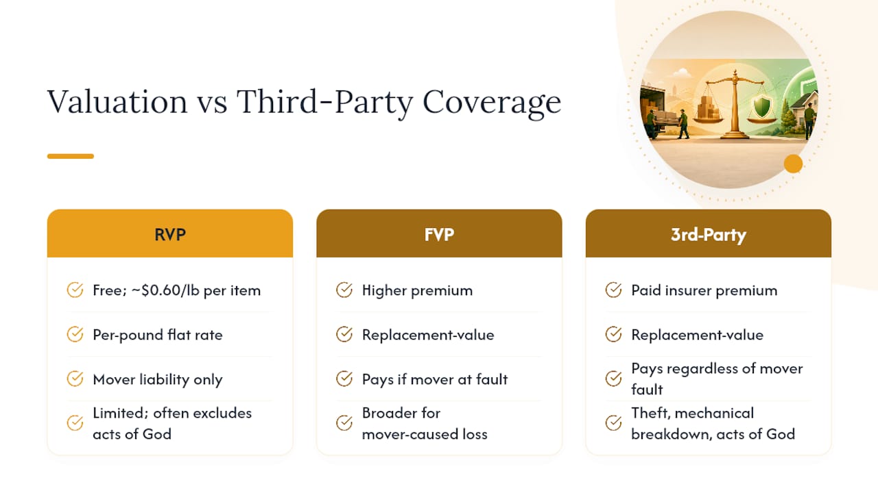 Comparison of three moving coverage options