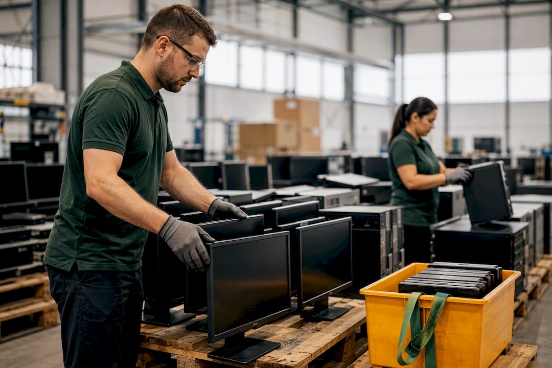 Office electronics sorted for responsible recycling