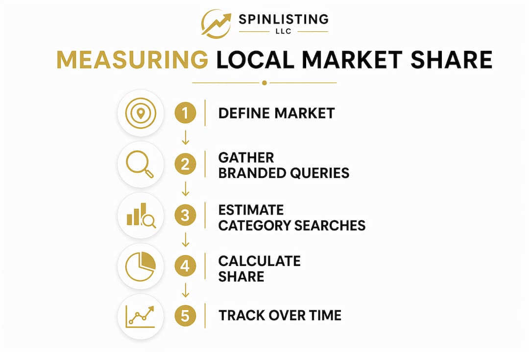 Infographic showing steps to measure local market share