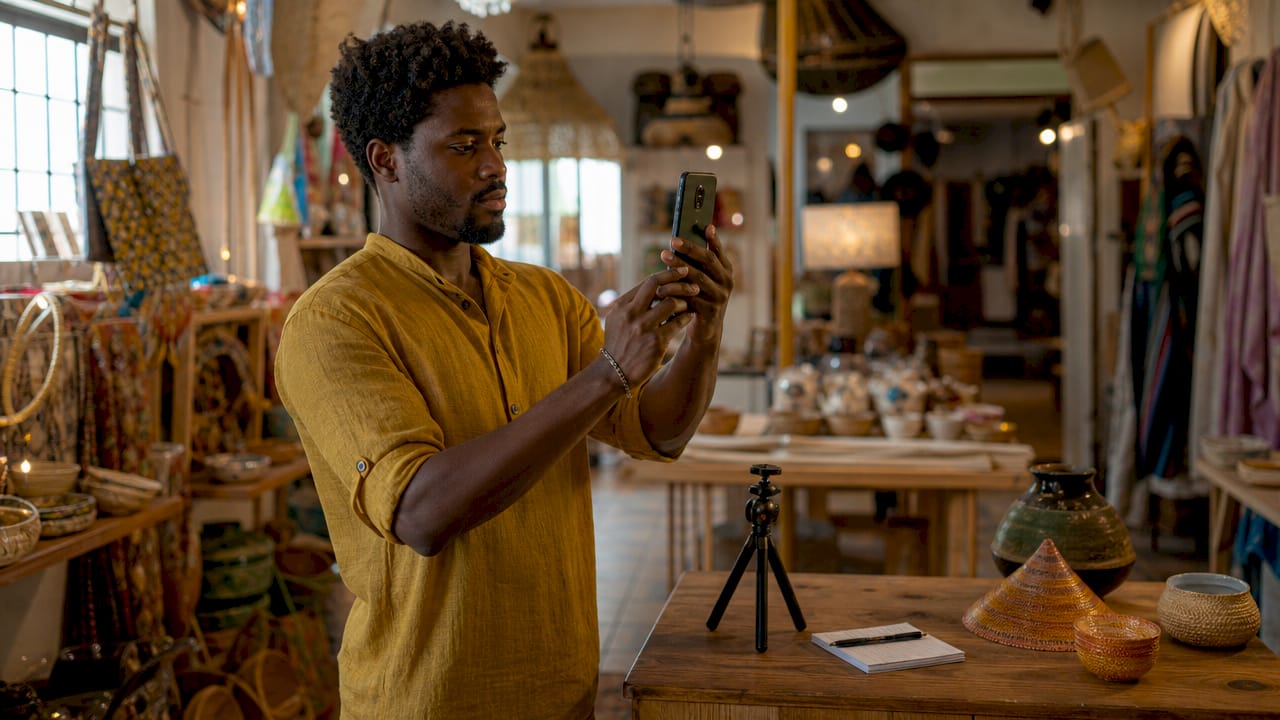 Hands filming video for Google business verification