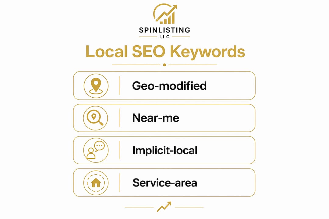 Infographic illustrating local SEO keyword types