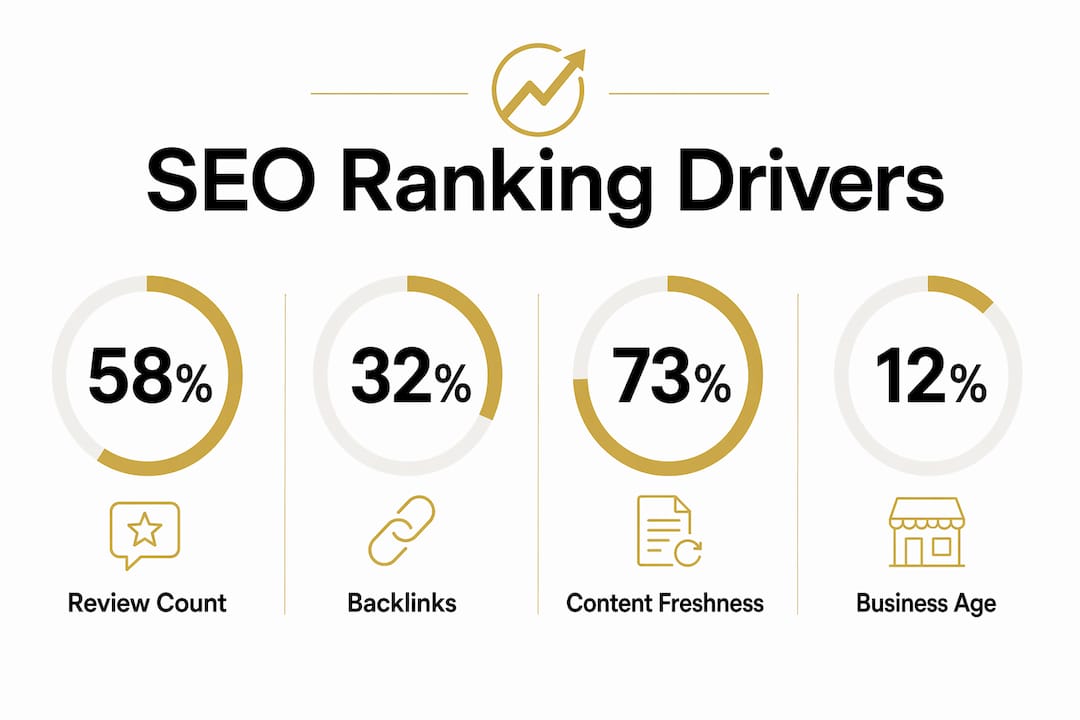 Infographic showing key factors influencing SEO rankings