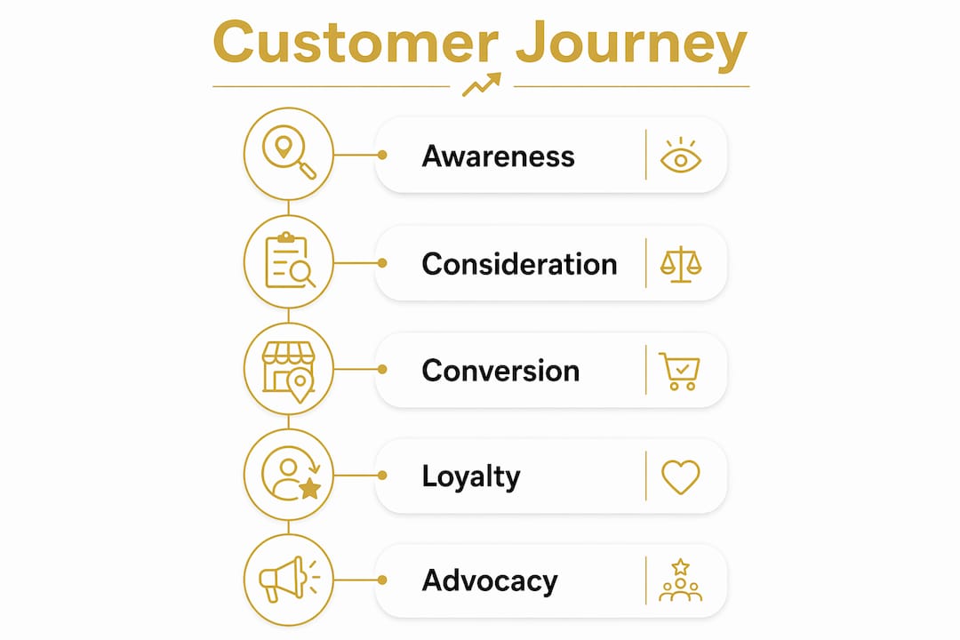 Infographic showing local customer journey stages