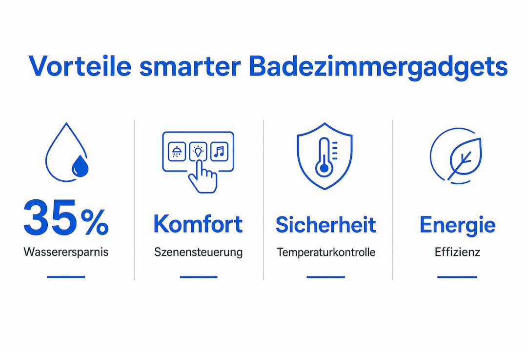 Die Infografik veranschaulicht, welche Vorteile smarte Badhelfer im Alltag bieten.