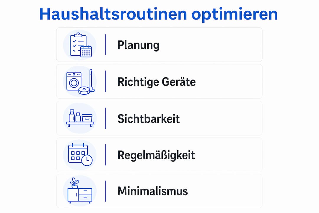 Grafik: Fünf praktische Tipps, wie Sie Ihren Haushalt effizienter gestalten