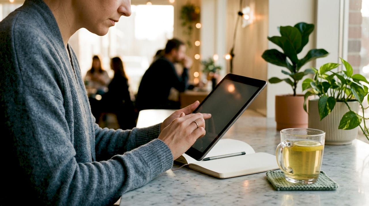 Man reviewing AI metabolic insights on tablet