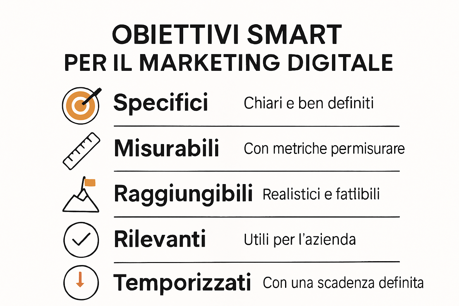 Infographic breakdown of SMART objectives for digital marketing