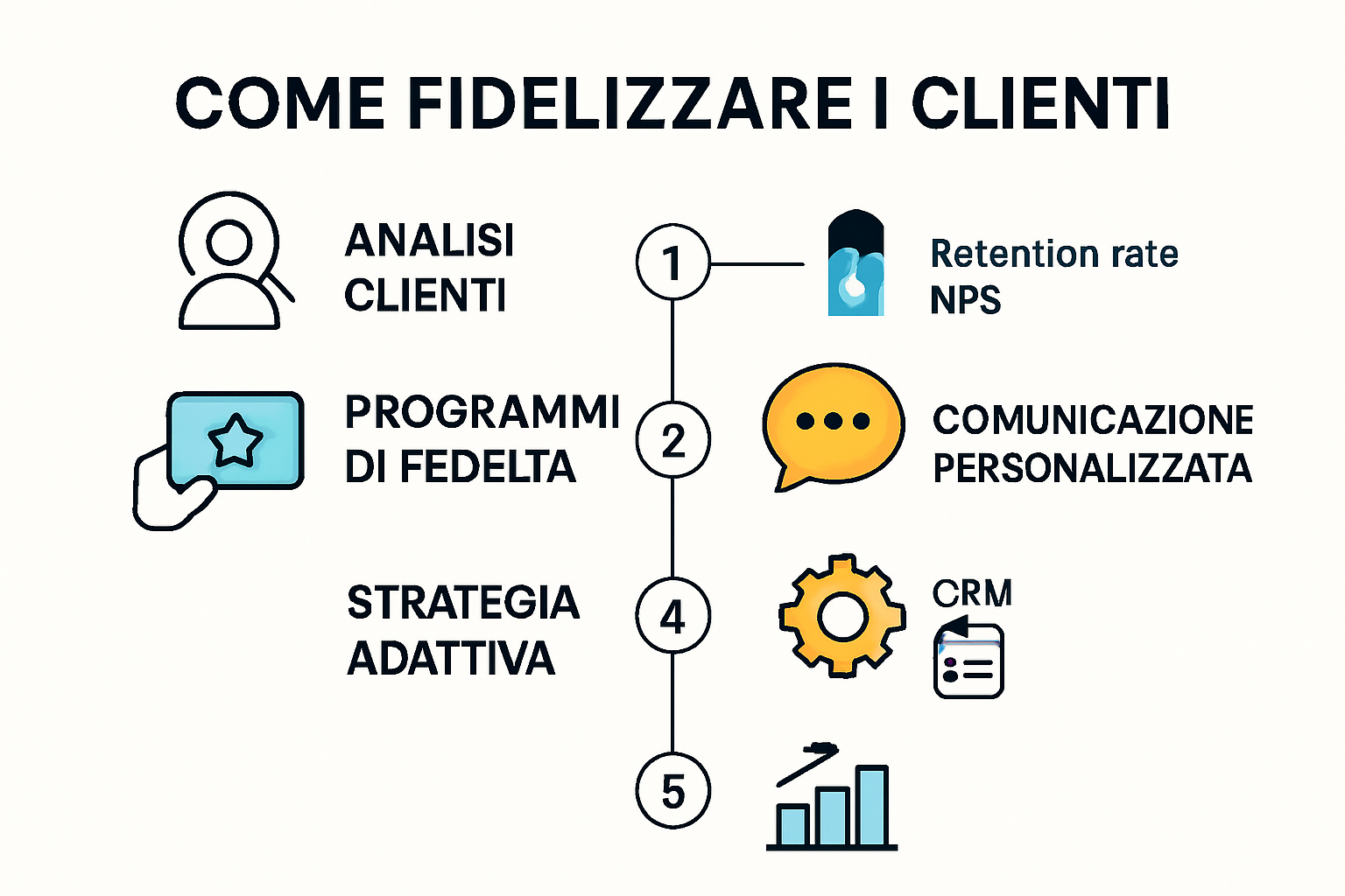 Infographic showing 5 steps for effective customer loyalty