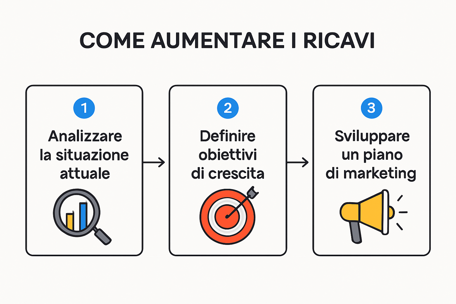 Infographic of 6 steps to increase company revenue