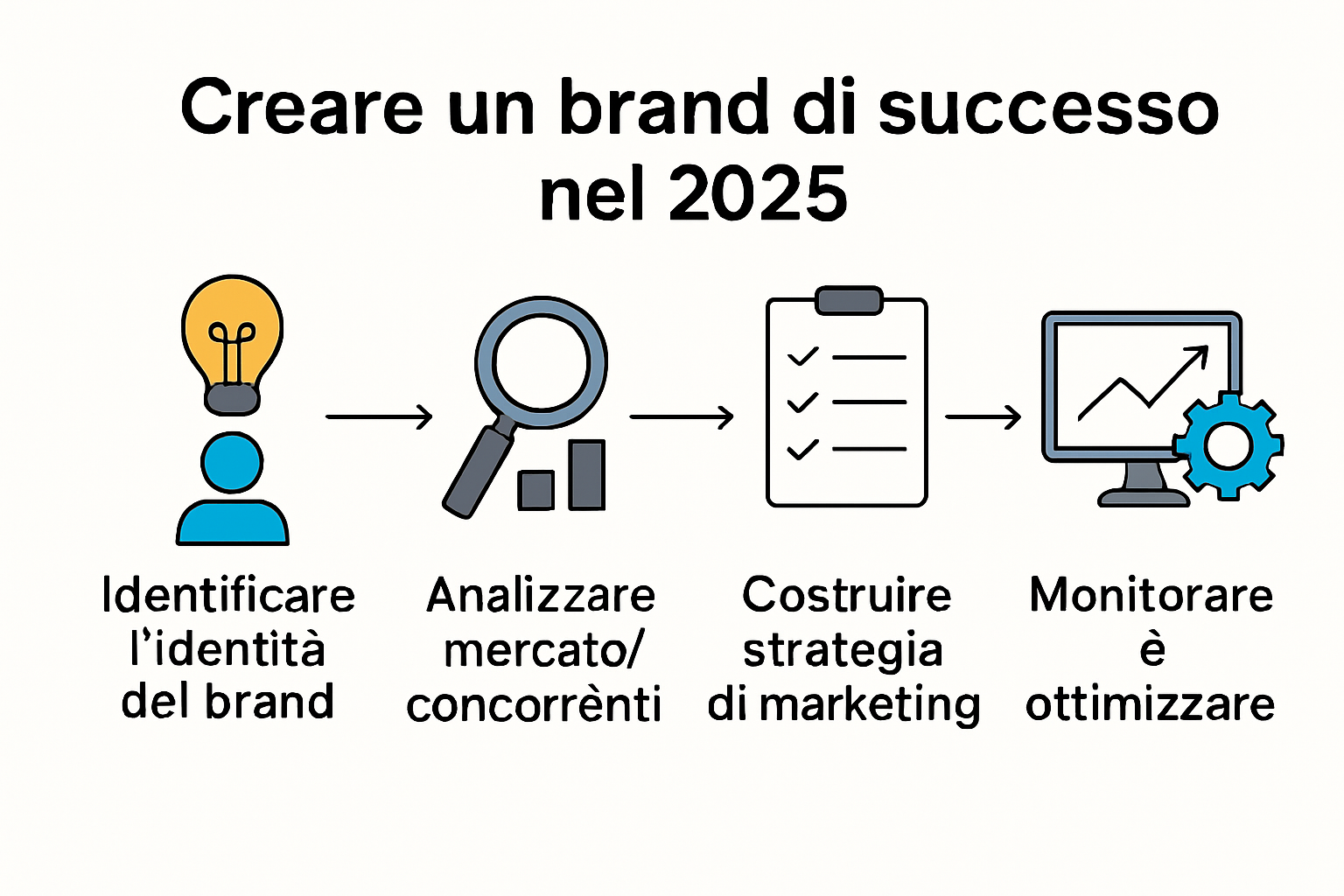 Infografica dei 5 step per creare un brand di successo