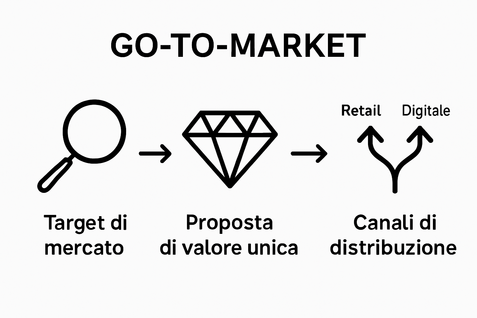Infografica su target, valore e canali strategia go to market