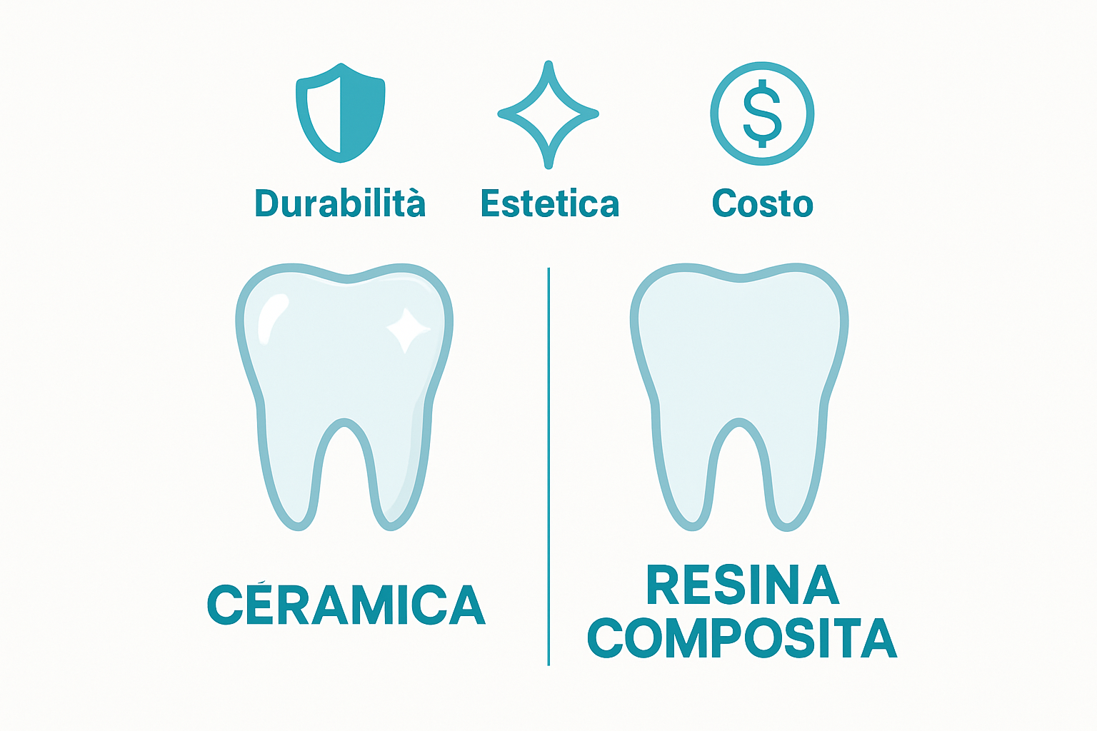 Confronto visivo faccette dentali in ceramica vs resina