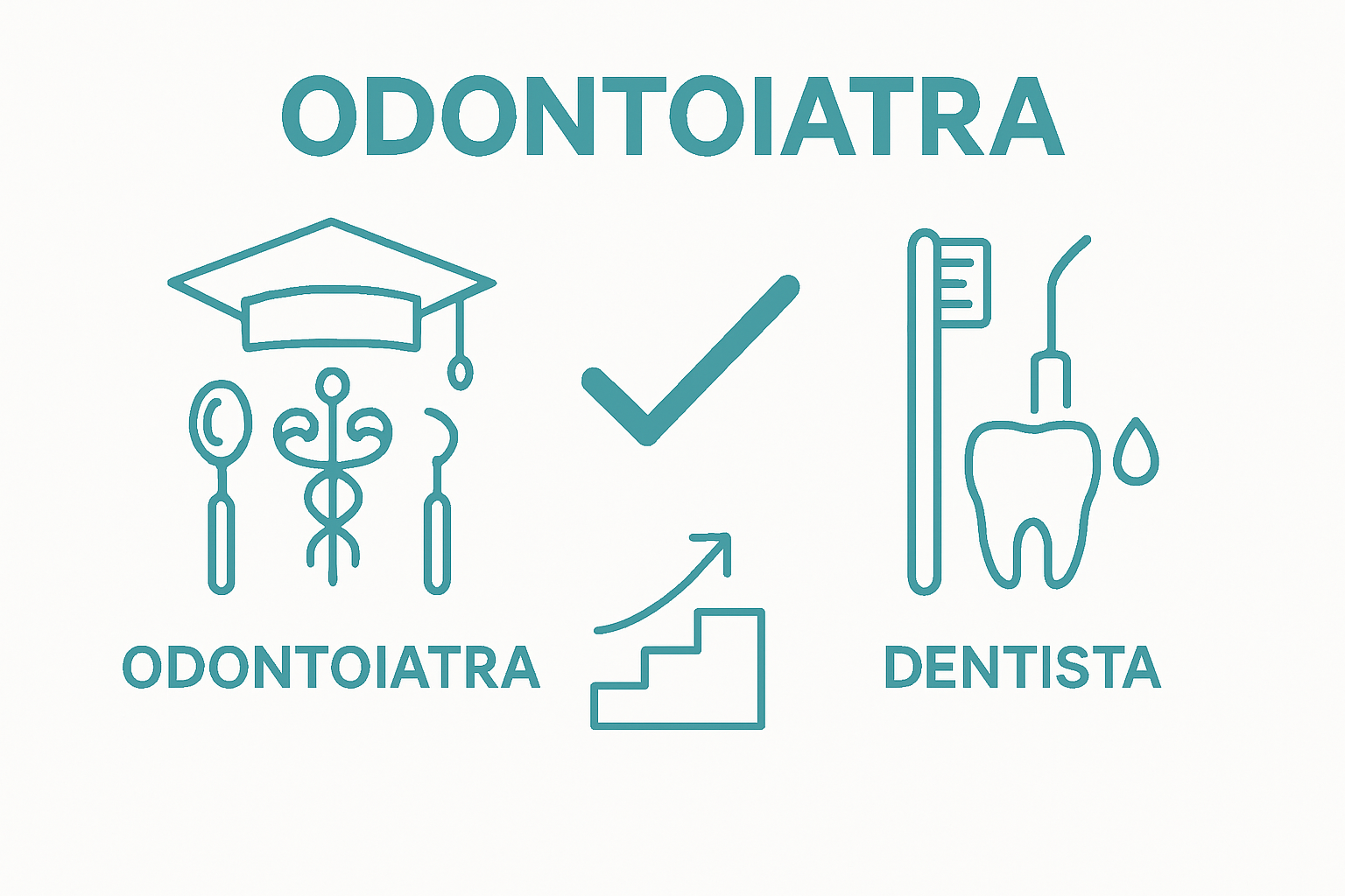 Simple infographic comparing odontoiatra and dentista with icons and education level.