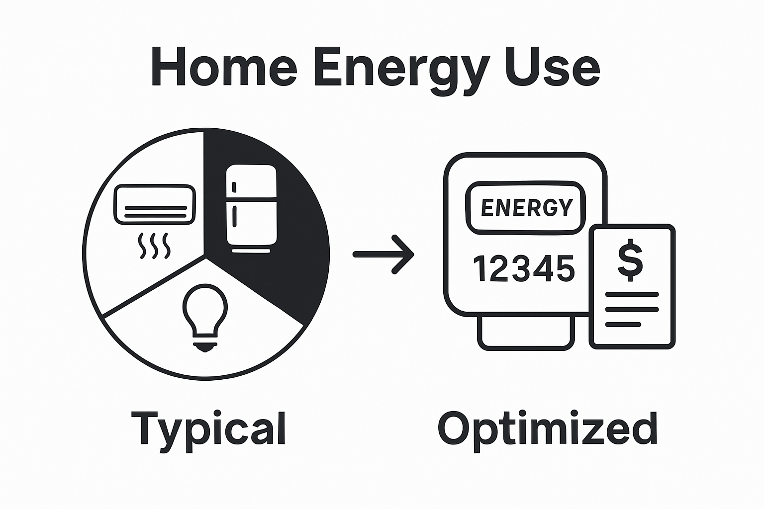 Infographic showing energy use before and after optimization