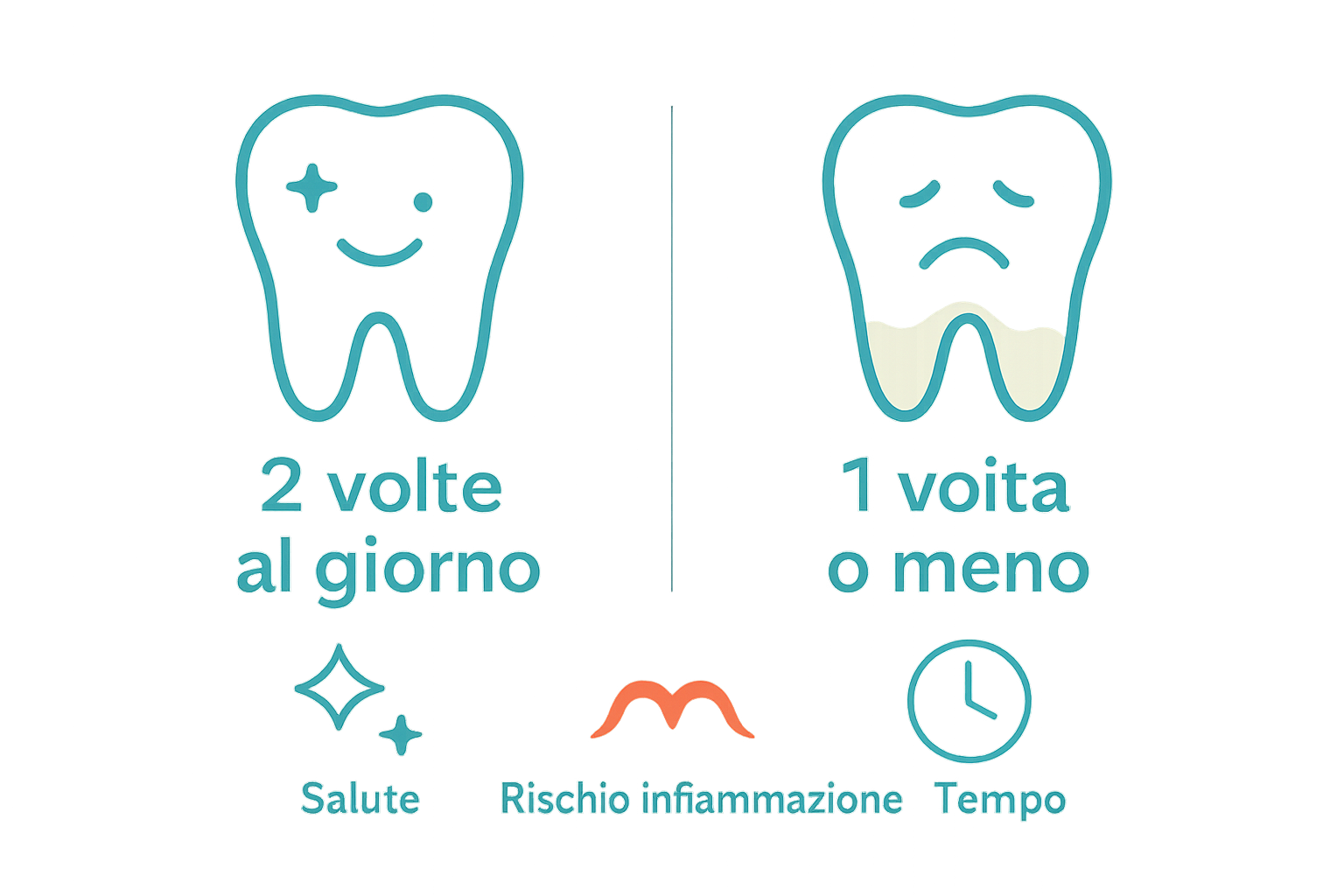 Infografica confronto quante volte lavarsi i denti