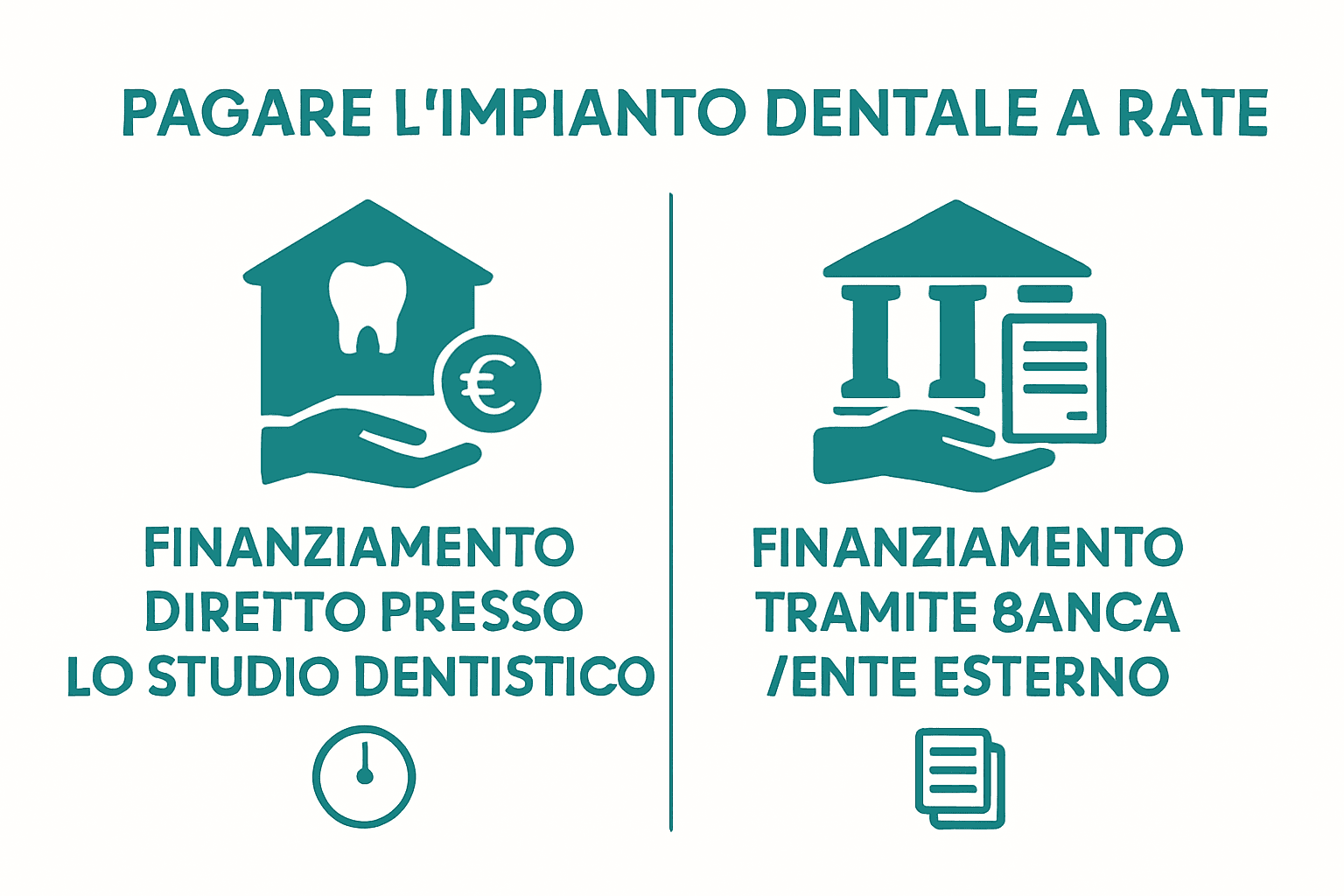 Infographic showing clinic financing vs bank loan for dental implants