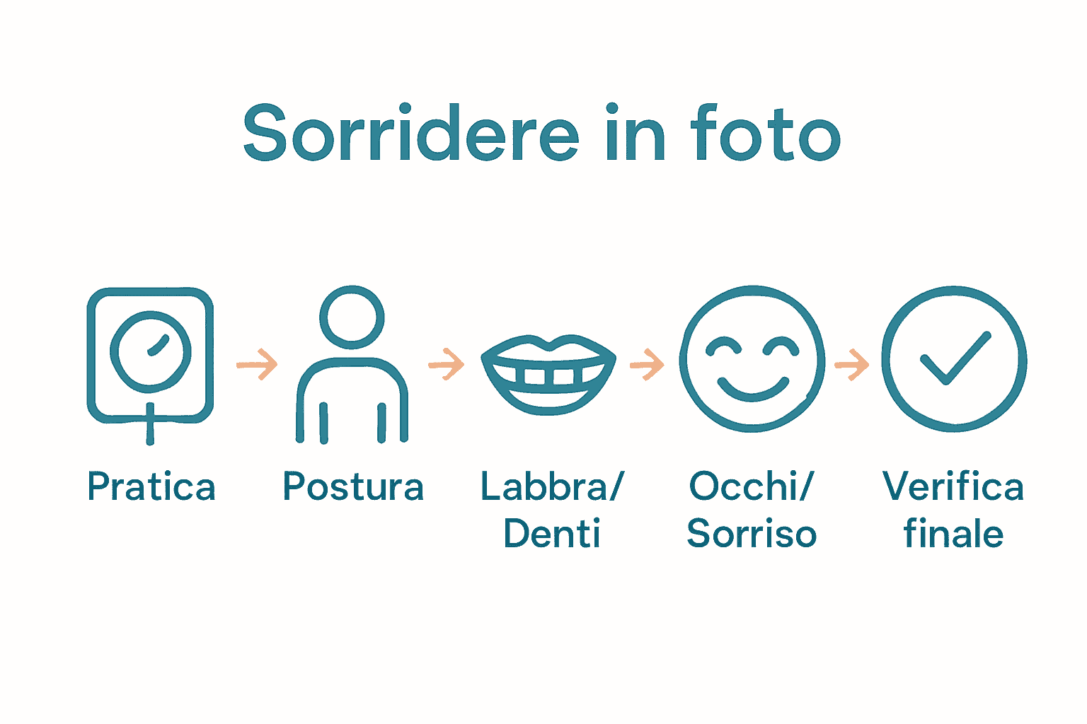 Infografica passaggi sorriso naturale fotografia