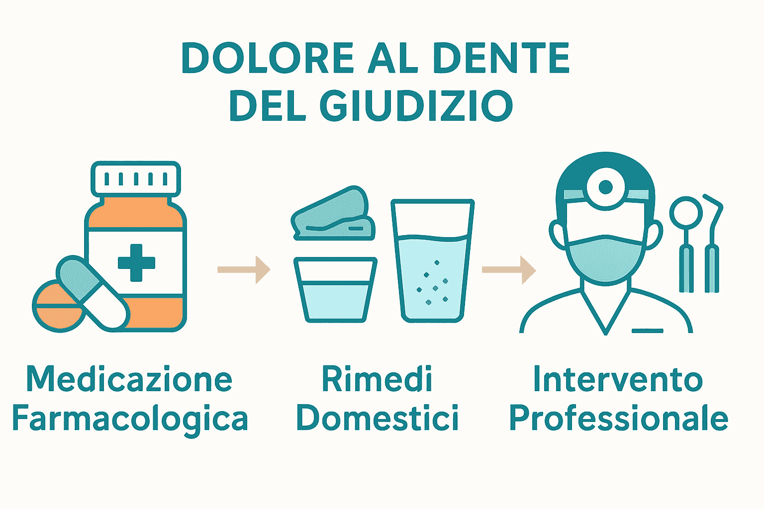 Infografica sulle opzioni di trattamento dolore dente giudizio