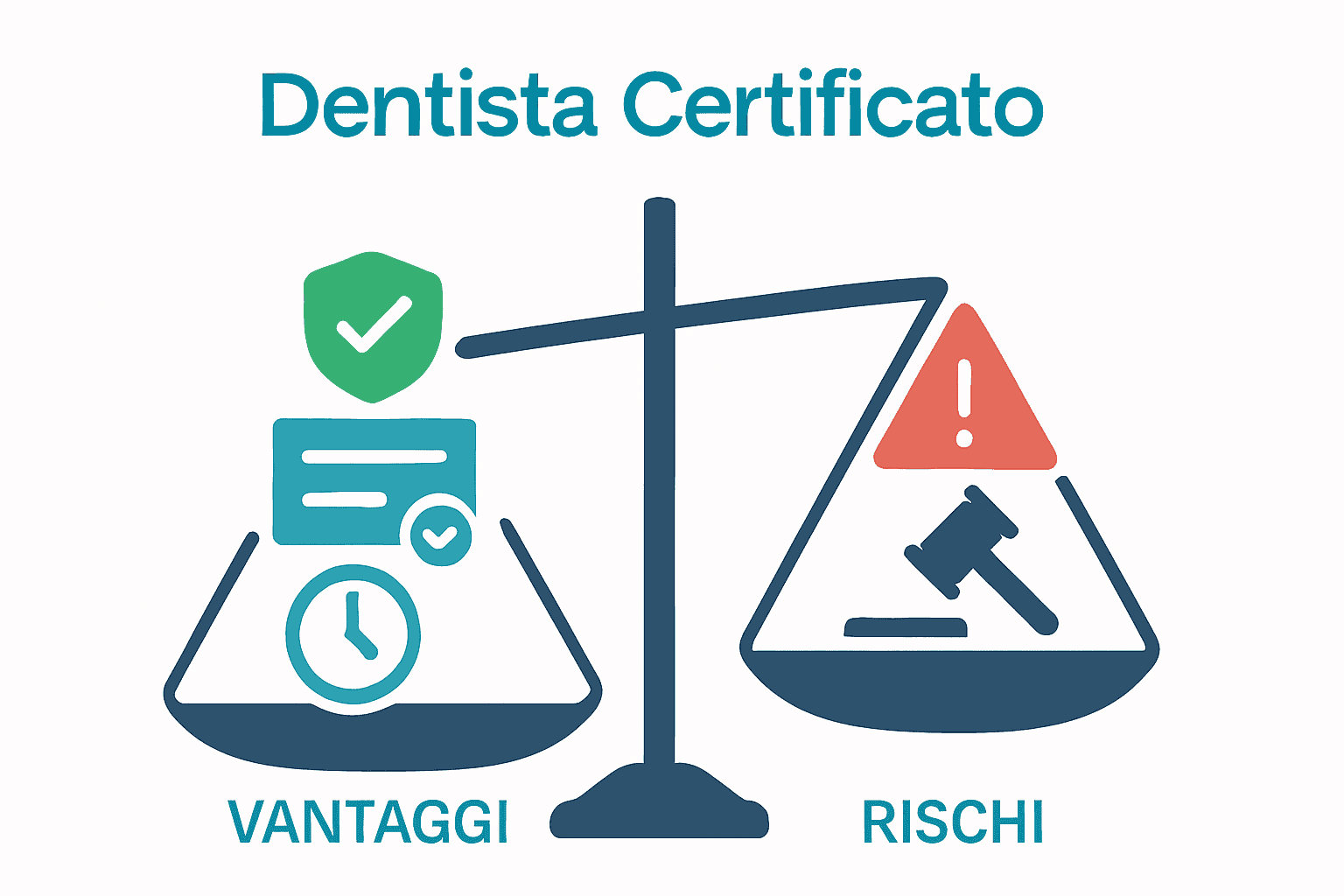 Infografica confronto vantaggi dentista certificato e rischi non certificato
