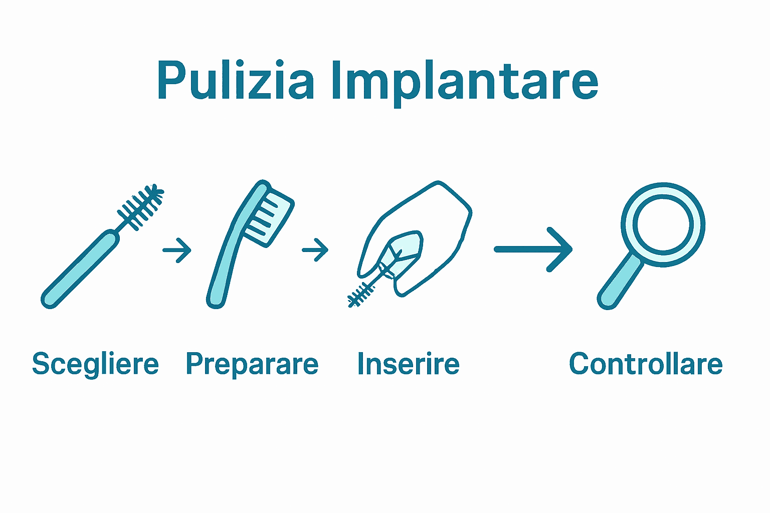Infografica cinque passaggi pulizia scovolino impianti