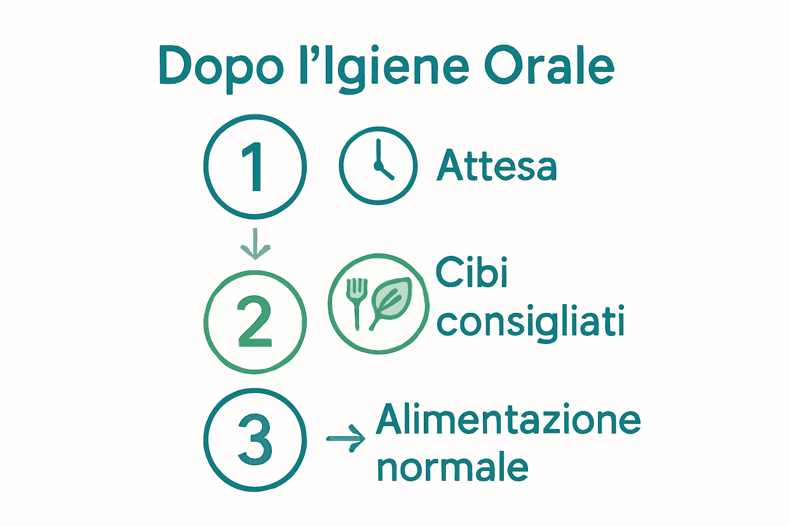 Infografica con orologio, piatto sano, freccia verso dieta normale.