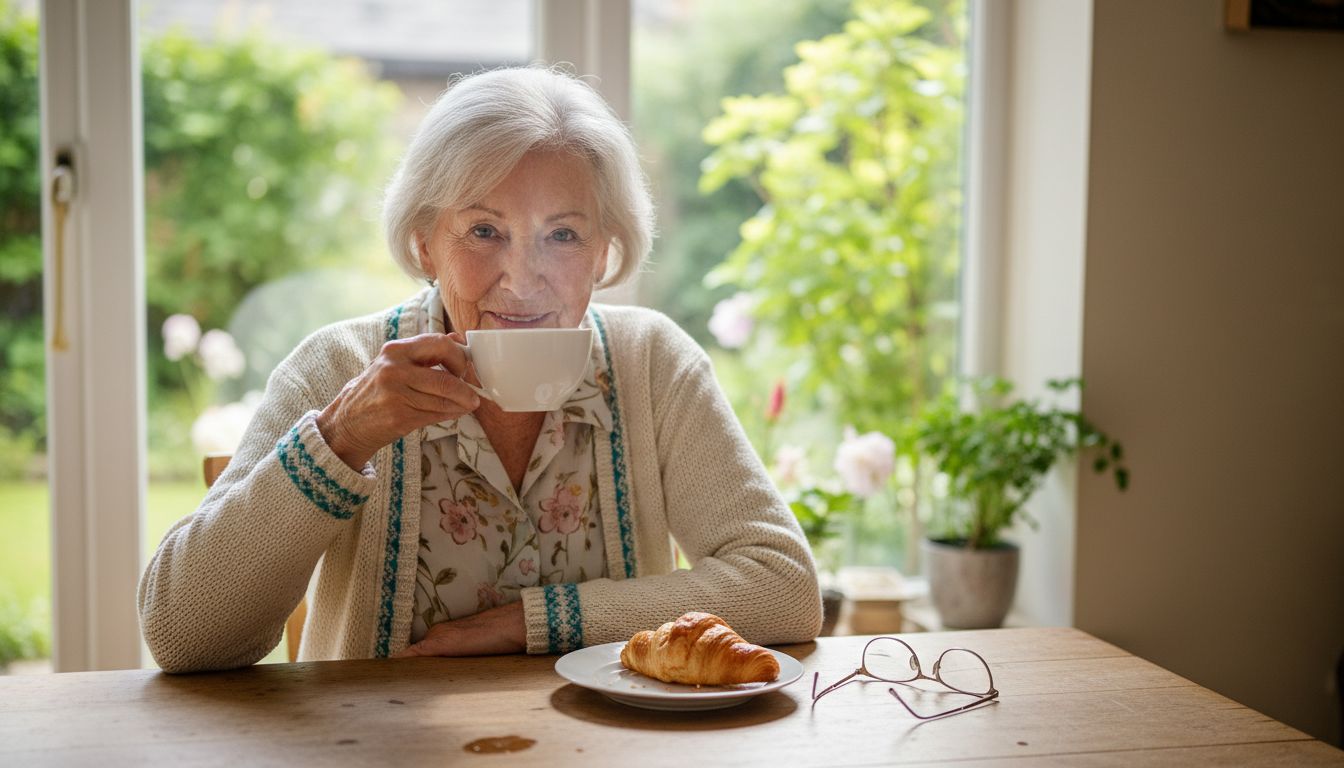 Senior woman smiling after dental implant
