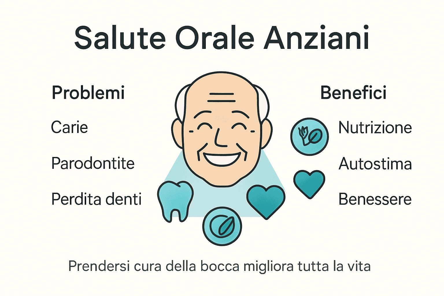 Infografica: consigli essenziali per la salute orale negli anziani