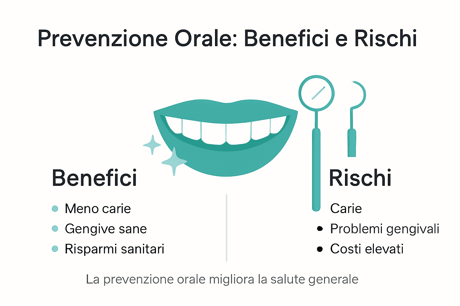 Infografica: vantaggi e possibili rischi legati alla prevenzione della salute orale