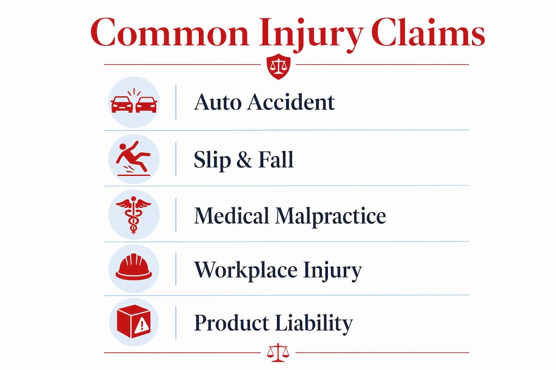 What Is a Personal Injury Claim? Your Complete Guide Infographic listing common personal injury claim types