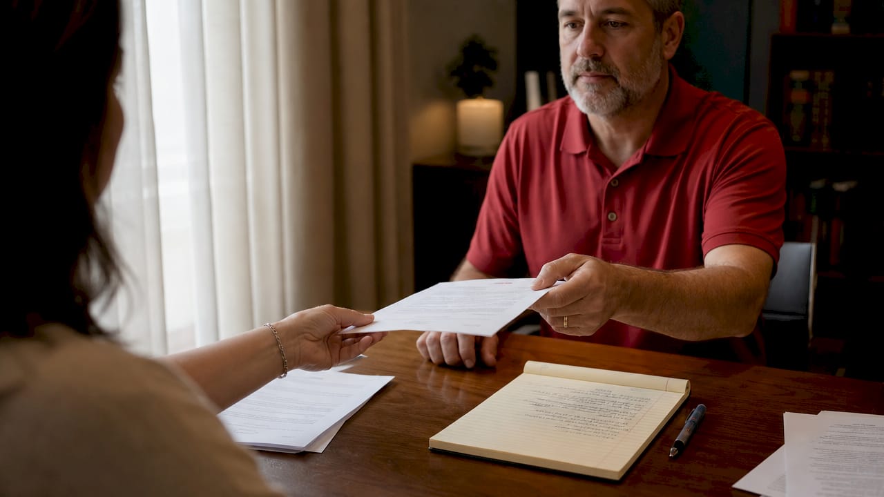 High-Conflict Divorce Best Practices: Your 2026 Guide Hands exchanging divorce communication letter over table