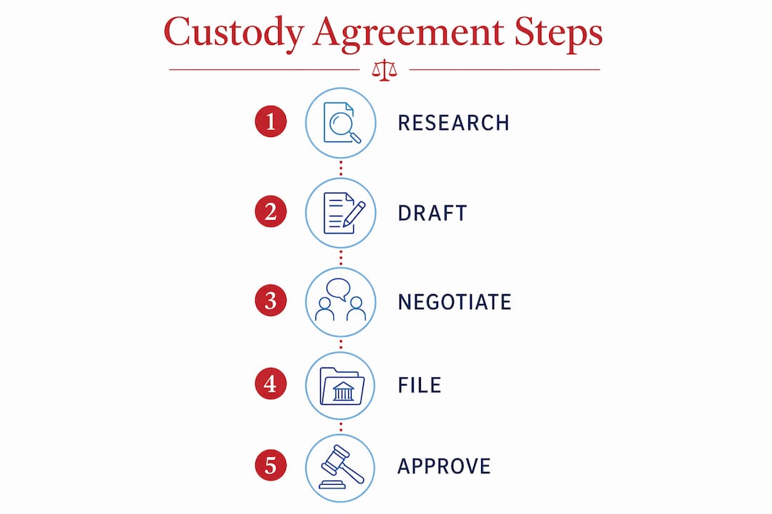 Child Custody Agreement Guide for Parents in 2026 Infographic illustrating custody agreement steps