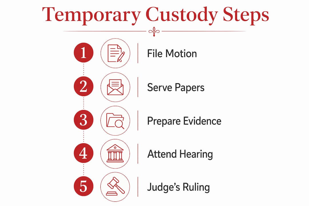 Infographic showing step-by-step custody filing process