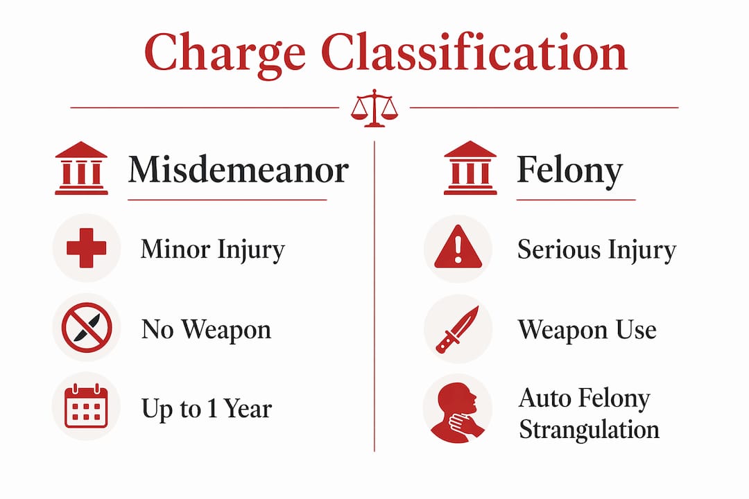 Infographic comparing misdemeanor and felony domestic violence charges