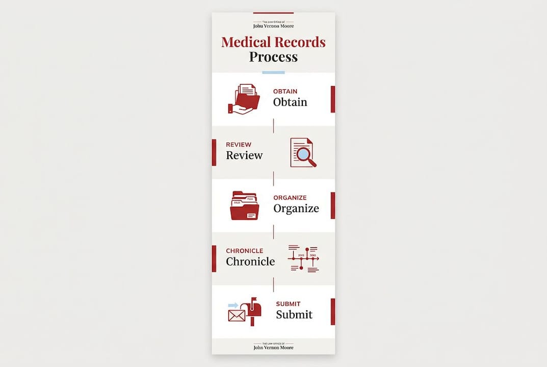 Infographic showing steps to handle medical records