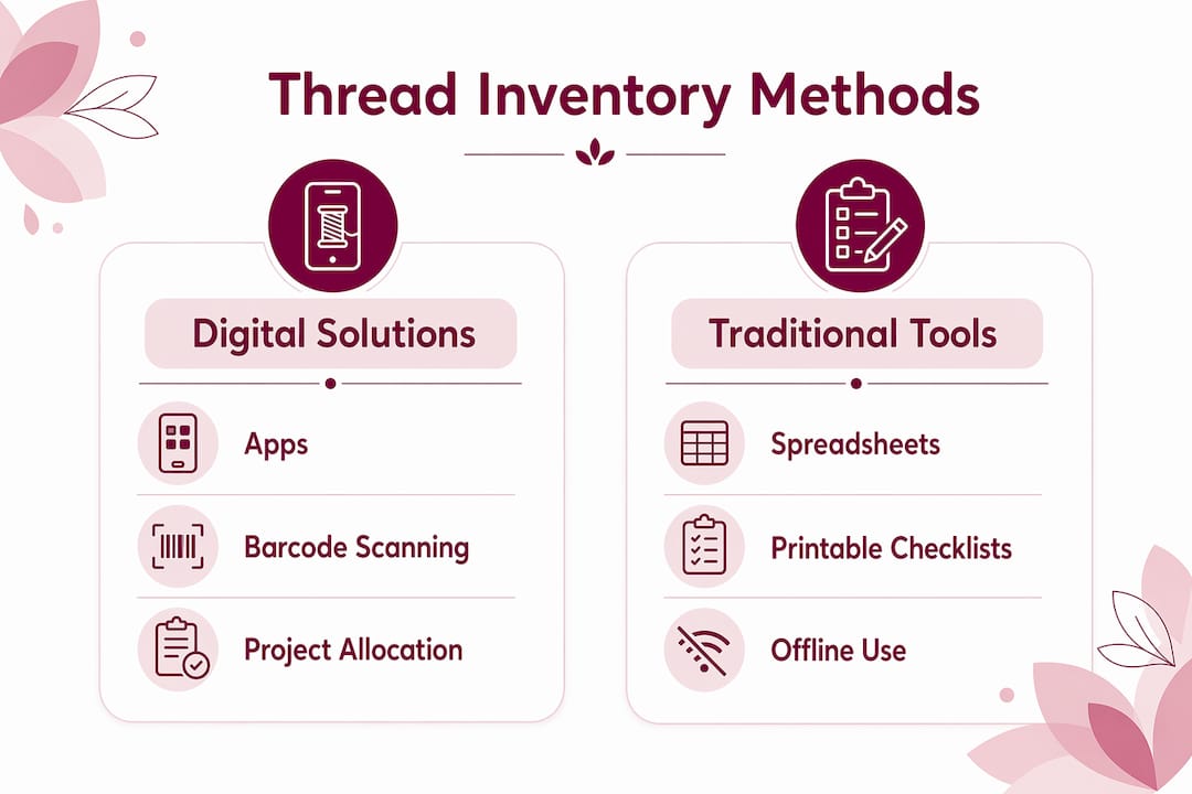 Infographic comparing digital and traditional thread inventory methods